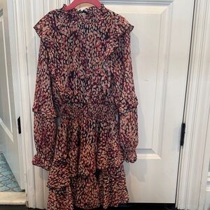 Aqua Pink and Black Patterned Kids Dress